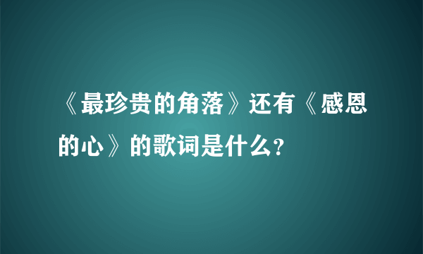 《最珍贵的角落》还有《感恩的心》的歌词是什么？