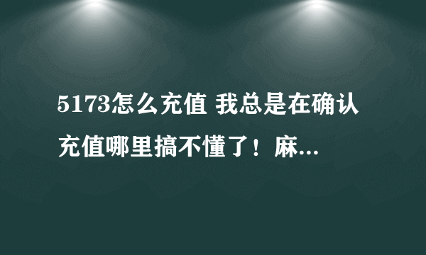 5173怎么充值 我总是在确认充值哪里搞不懂了！麻烦知道的具体说下步骤