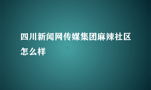 四川新闻网传媒集团麻辣社区怎么样