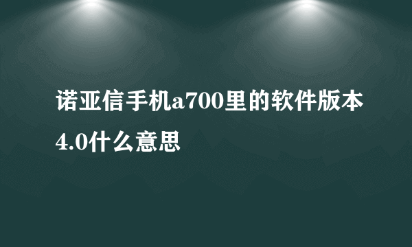 诺亚信手机a700里的软件版本4.0什么意思