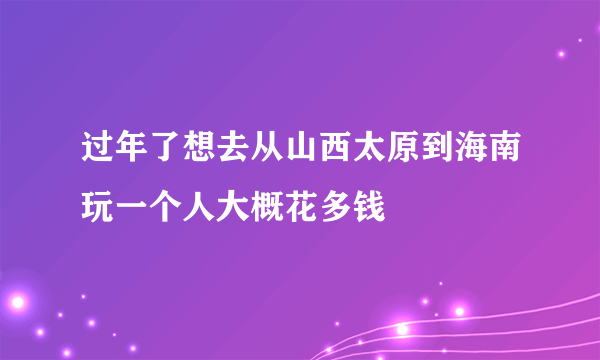 过年了想去从山西太原到海南玩一个人大概花多钱