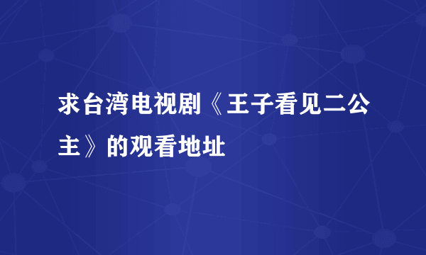 求台湾电视剧《王子看见二公主》的观看地址