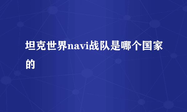 坦克世界navi战队是哪个国家的