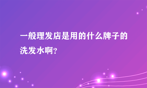 一般理发店是用的什么牌子的洗发水啊？