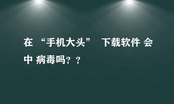 在 “手机大头”  下载软件 会中 病毒吗？？