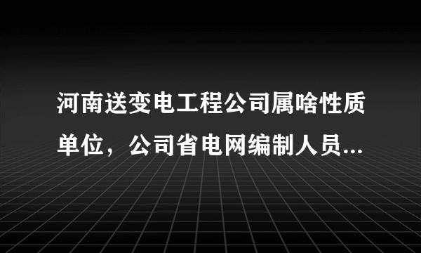 河南送变电工程公司属啥性质单位，公司省电网编制人员工资关系在哪？