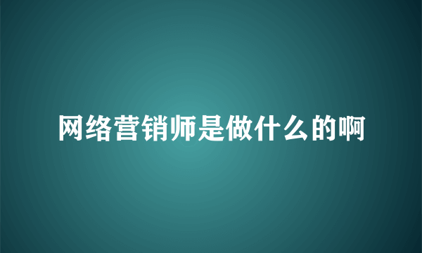 网络营销师是做什么的啊