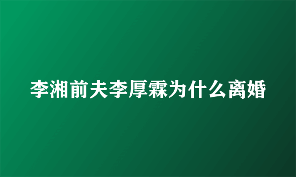 李湘前夫李厚霖为什么离婚