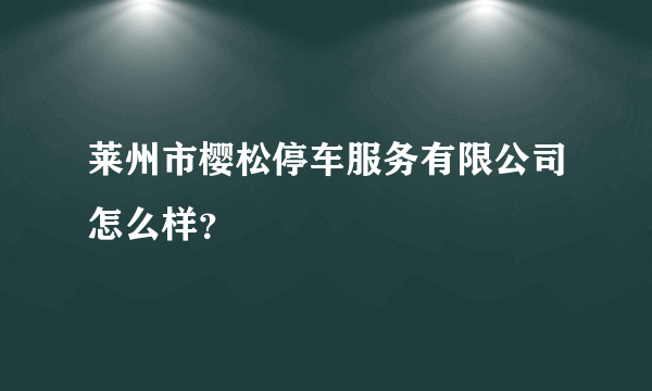 莱州市樱松停车服务有限公司怎么样？