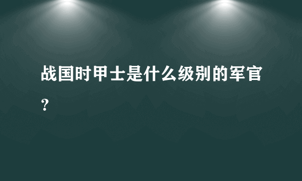 战国时甲士是什么级别的军官？