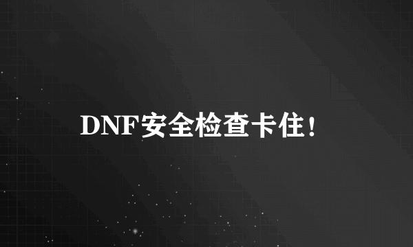 DNF安全检查卡住！