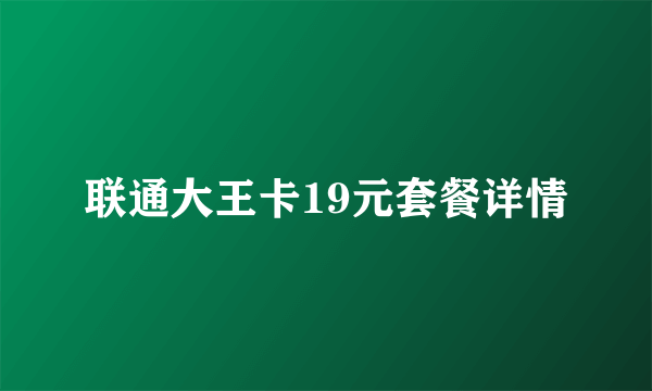 联通大王卡19元套餐详情