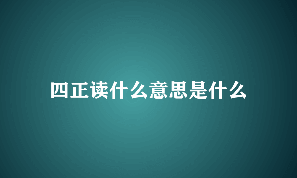 四正读什么意思是什么