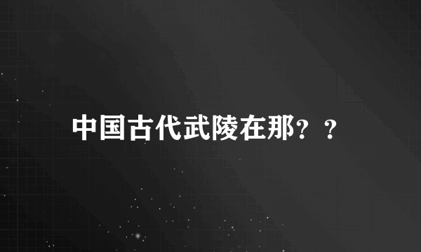 中国古代武陵在那？？