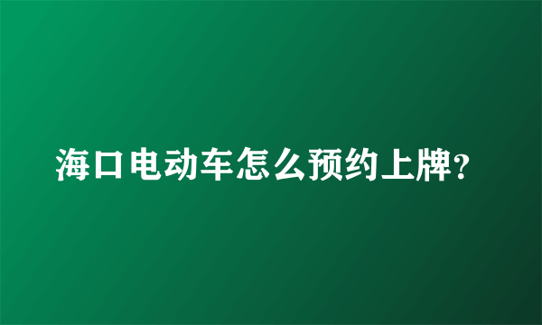 海口电动车怎么预约上牌？