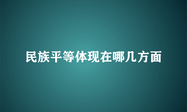 民族平等体现在哪几方面