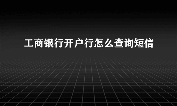 工商银行开户行怎么查询短信