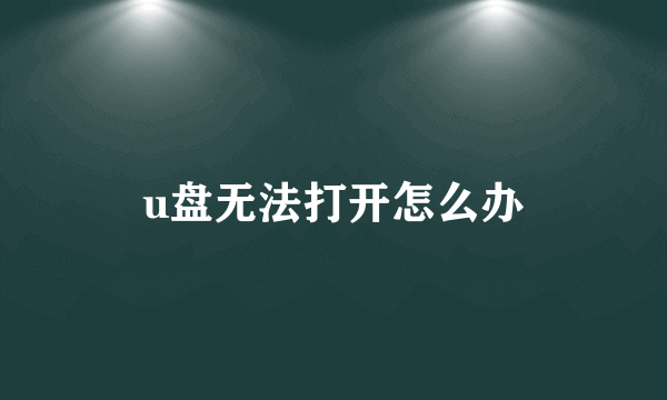 u盘无法打开怎么办