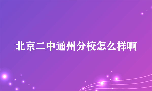 北京二中通州分校怎么样啊