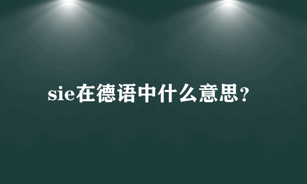 sie在德语中什么意思？