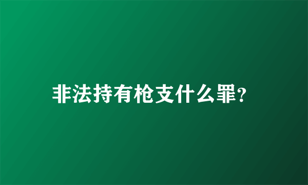 非法持有枪支什么罪？