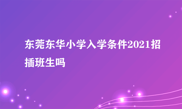 东莞东华小学入学条件2021招插班生吗