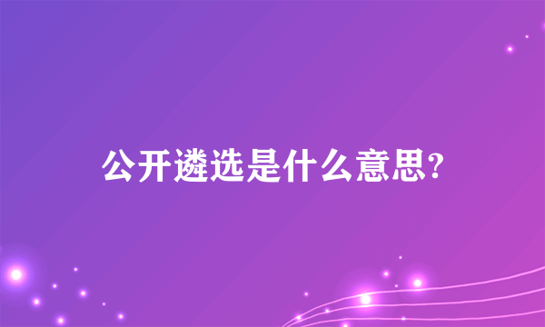 公开遴选是什么意思?