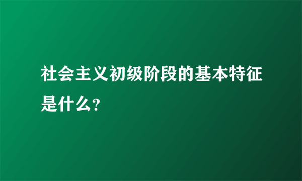 社会主义初级阶段的基本特征是什么？