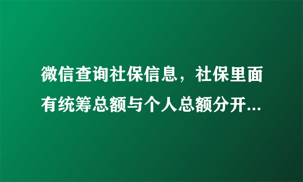 微信查询社保信息，社保里面有统筹总额与个人总额分开两个账户，是什么意思？我一个月统筹总额是670元