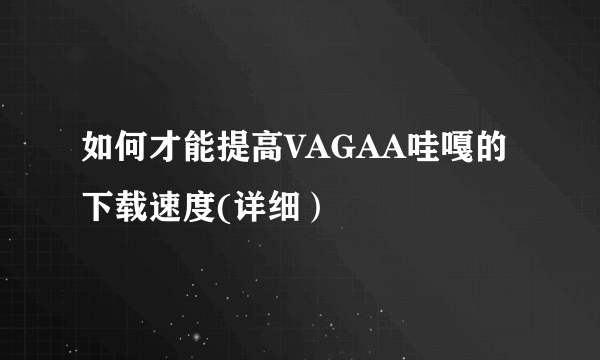 如何才能提高VAGAA哇嘎的下载速度(详细）