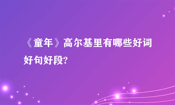 《童年》高尔基里有哪些好词好句好段?