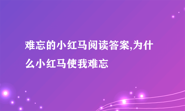 难忘的小红马阅读答案,为什么小红马使我难忘