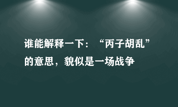 谁能解释一下：“丙子胡乱”的意思，貌似是一场战争