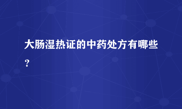 大肠湿热证的中药处方有哪些？