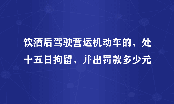 饮酒后驾驶营运机动车的，处十五日拘留，并出罚款多少元