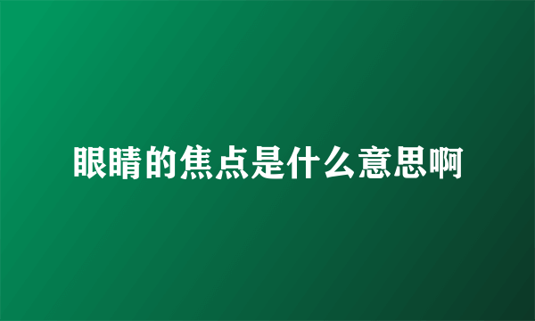 眼睛的焦点是什么意思啊