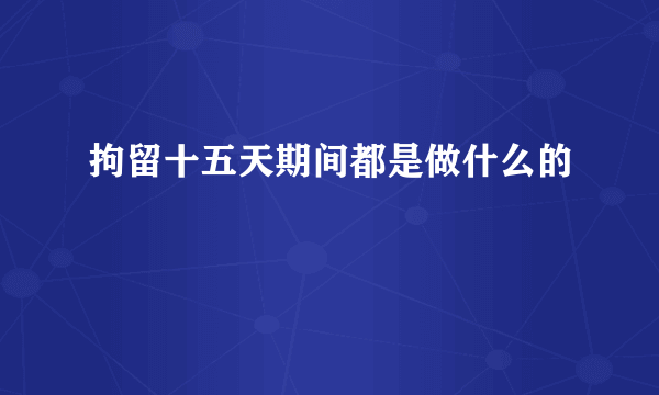 拘留十五天期间都是做什么的