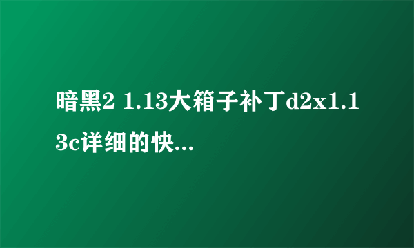 暗黑2 1.13大箱子补丁d2x1.13c详细的快捷键说明和其他说明有哪些？