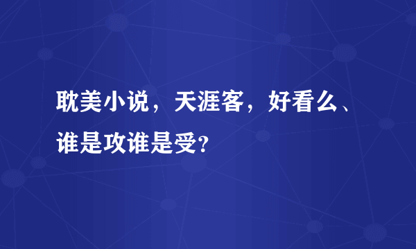 耽美小说，天涯客，好看么、谁是攻谁是受？