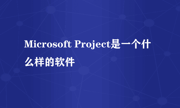 Microsoft Project是一个什么样的软件