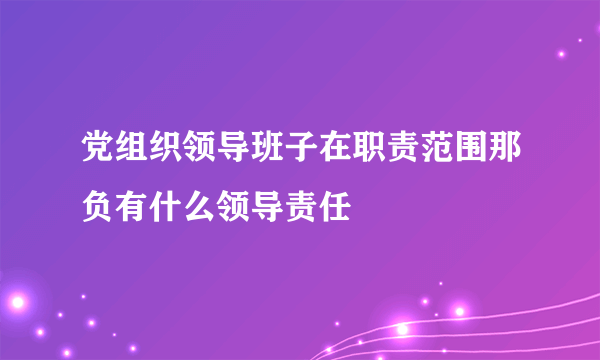 党组织领导班子在职责范围那负有什么领导责任