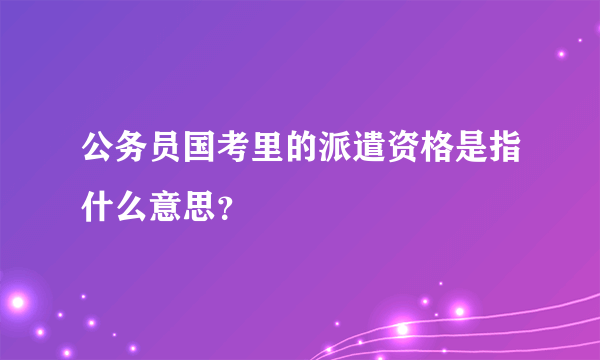 公务员国考里的派遣资格是指什么意思？