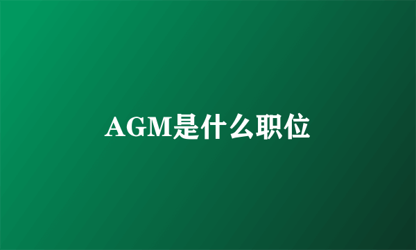 AGM是什么职位