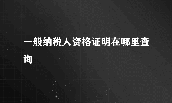 一般纳税人资格证明在哪里查询