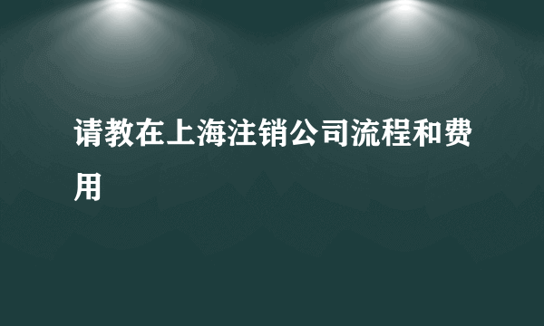 请教在上海注销公司流程和费用