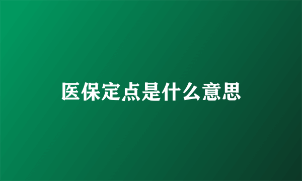 医保定点是什么意思