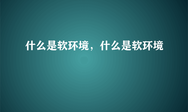 什么是软环境，什么是软环境