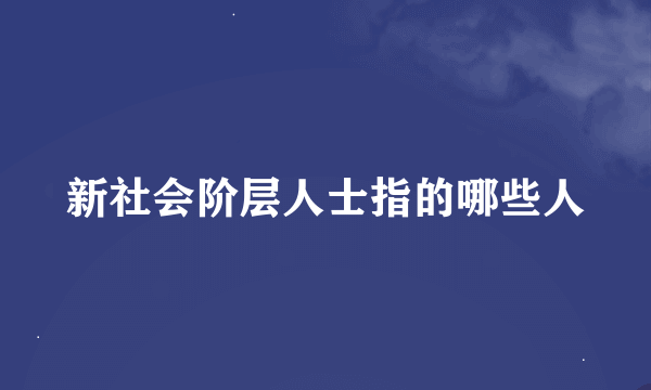 新社会阶层人士指的哪些人