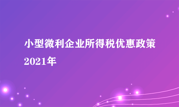 小型微利企业所得税优惠政策2021年