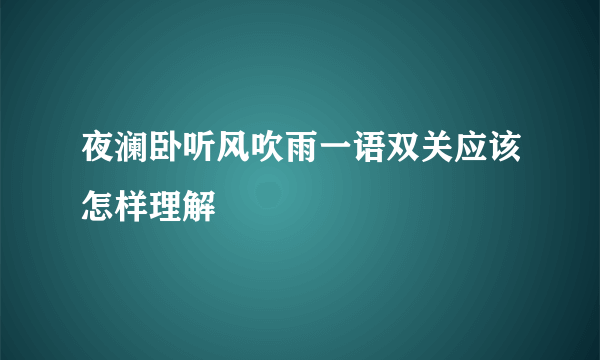 夜澜卧听风吹雨一语双关应该怎样理解